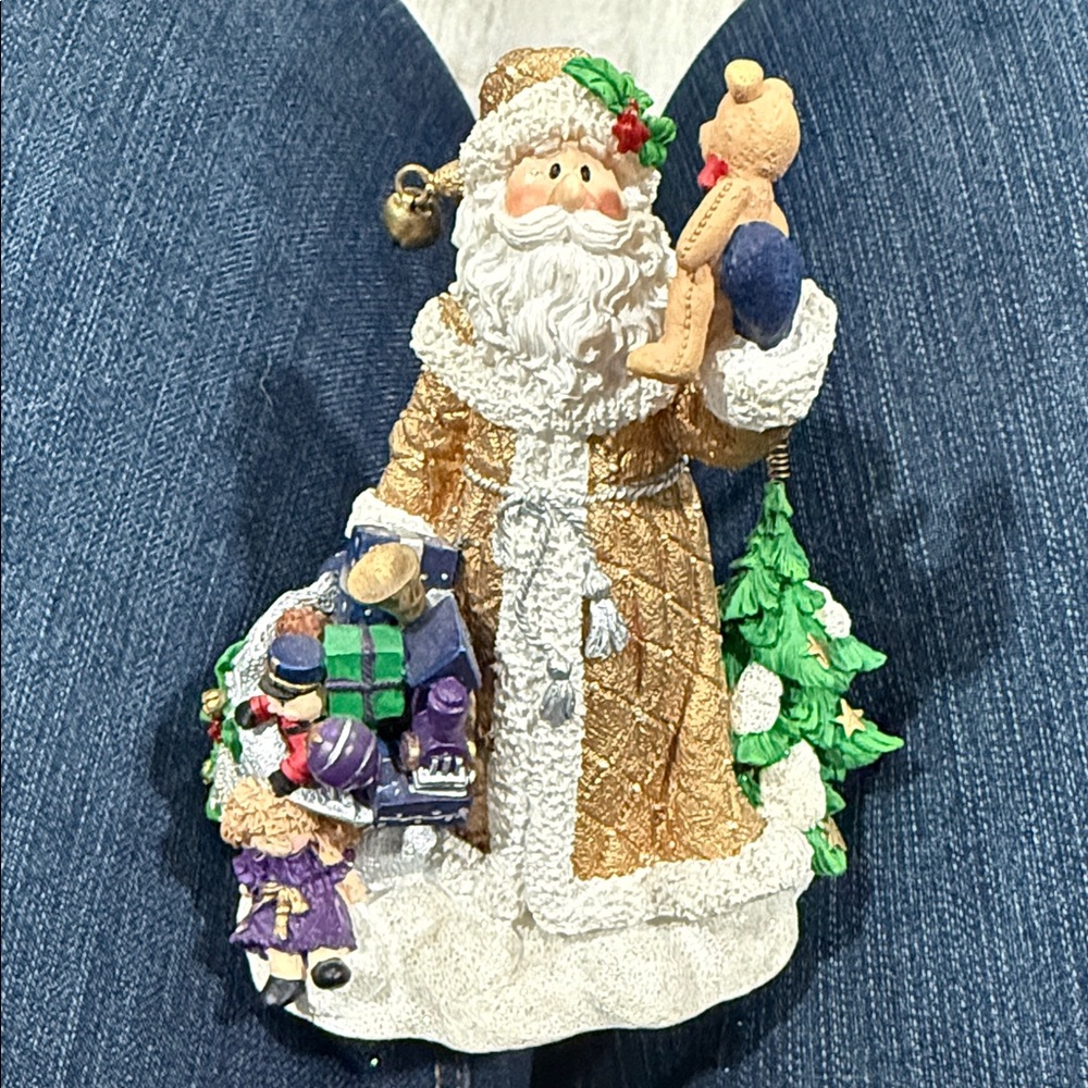 Winterfest Gold and White Santa Figurine
